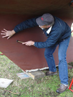 Steve inspecting the keel